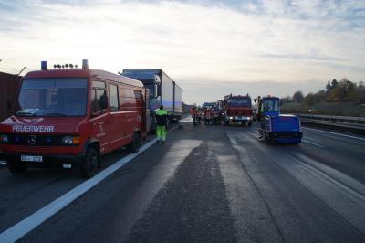 Verkehrsunfall sorgt fuer grosse Behinderungen auf der A8